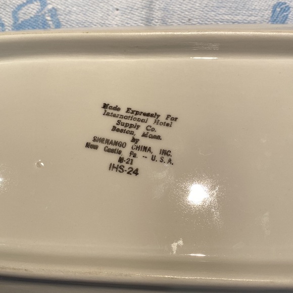 12 inch by 5 3/4 inch China tray. 2 inches deep. White with turquoise accent. - Picture 3 of 4